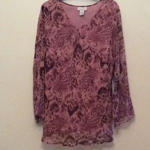 Lane Bryant   Bell Sleeve  V Tie Neckline   Blouse
